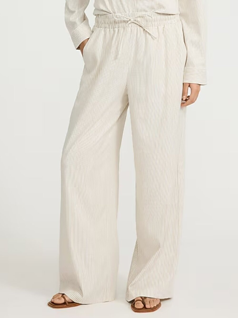Express Striped High Waisted Drawstring Pull On Wide Leg Pants Size Small NWT